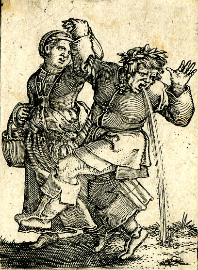 Ernüchterung nach dem Wahrheitsschock Holzschnitt eines enttäuschten Liebenden